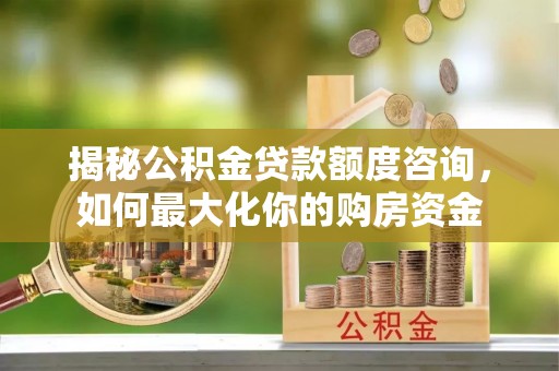 镇沅揭秘公积金贷款额度咨询，如何最大化你的购房资金